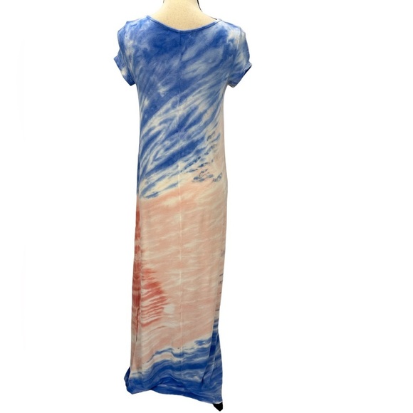 Adyson Parker Short Sleeve Crew Neck Tie Dyed Maxi Dress - Blue Pink - size XS - Picture 3 of 7